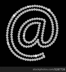 Abstract beautiful black diamond E-mail sign icon vector illustration