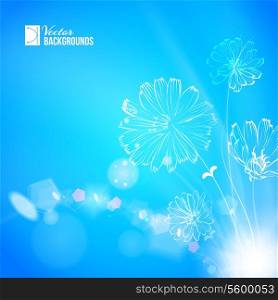 Abstract beautiful flower with colorful background, plant with bokeh. Vector illustration.