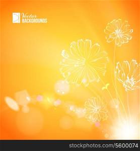 Abstract beautiful flower with colorful background, plant with bokeh. Vector illustration.