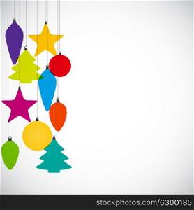 Abstract Beauty Christmas and New Year Background with Decoration Toys, Balls. Vector Illustration. EPS10. Abstract Beauty Christmas and New Year Background with Decoration Toys, Balls.