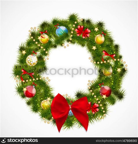 Abstract Beauty Christmas and New Year Background with Wreath. Vector Illustration EPS10. Abstract Beauty Christmas and New Year Background with Wreath. V