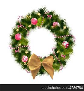 Abstract Beauty Christmas and New Year Background with Wreath. Vector Illustration EPS10. Abstract Beauty Christmas and New Year Background with Wreath. V