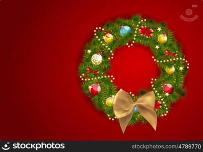 Abstract Beauty Christmas and New Year Background with Wreath. Vector Illustration EPS10. Abstract Beauty Christmas and New Year Background with Wreath. V