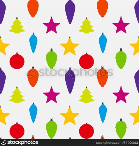 Abstract Beauty Christmas and New Year Seamless Pattern Background with Decoration Toys and Balls. Vector Illustration. EPS10. Abstract Beauty Christmas and New Year Seamless Pattern Backgro
