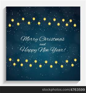 Abstract Beauty Merry Christmas and New Year Background with Multicolored Garland Lamp Bulbs Festive. Vector illustration EPS10. y2016-08-22-38