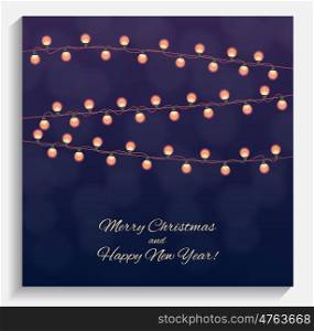 Abstract Beauty Merry Christmas and New Year Background with Multicolored Garland Lamp Bulbs Festive. Vector illustration EPS10. Abstract Beauty Merry Christmas and New Year Background with Mul