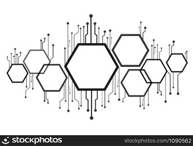 abstract bee hive , hexagon and technology line background