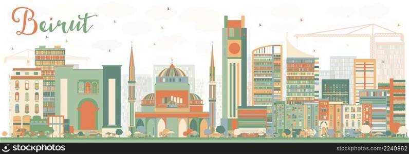 Abstract Beirut Skyline with Color Buildings. Vector Illustration. Business Travel and Tourism Concept with Modern Architecture. Image for Presentation Banner Placard and Web Site.