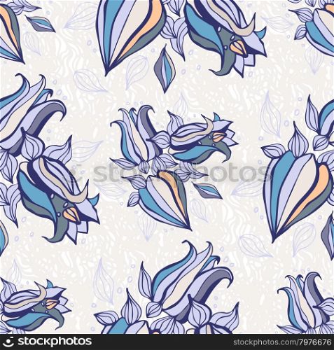 Abstract bell flowers. Seamless Hand drawn pattern vector illustration. Bell flowers. Seamless Vector background
