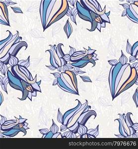 Abstract bell flowers. Seamless Hand drawn pattern vector illustration. Bell flowers. Seamless Vector background