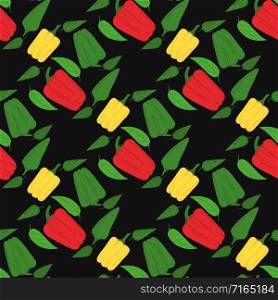 Abstract bell pepper seamless pattern. Pepper hand drawn wallpaper. Design for fabric, textile print, wrapping paper, textile, restaurant menu. Vector illustration. Abstract bell pepper seamless pattern. Pepper hand drawn wallpaper.