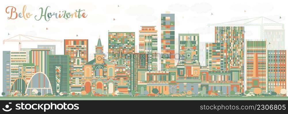 Abstract Belo Horizonte Skyline with Color Buildings. Vector Illustration. Business Travel and Tourism Concept with Modern Architecture. Image for Presentation Banner Placard and Web Site.