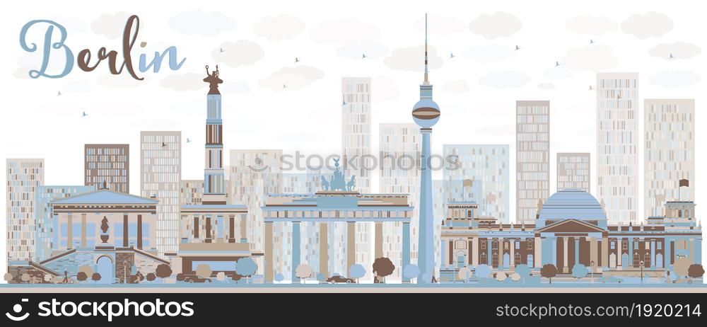 Abstract Berlin skyline with color building. Vector illustration. Business and tourism concept with historic buildings. Image for presentation, banner, placard and web site