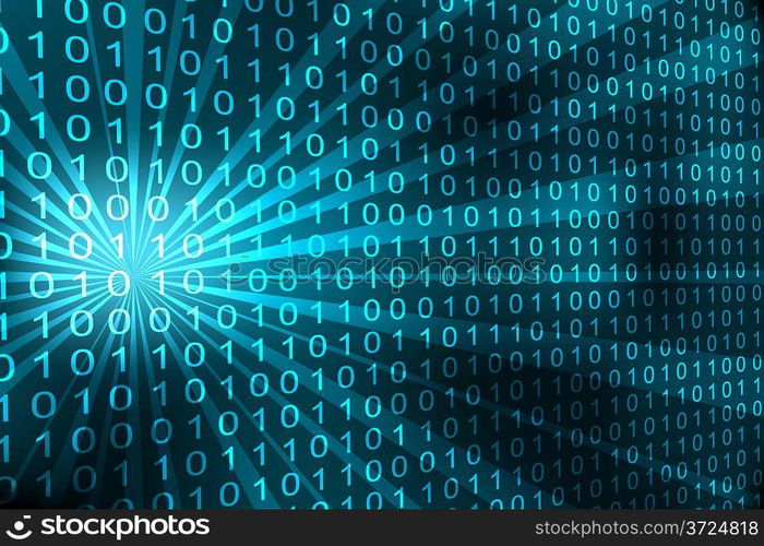 Abstract binary code 3D cyan vector background.