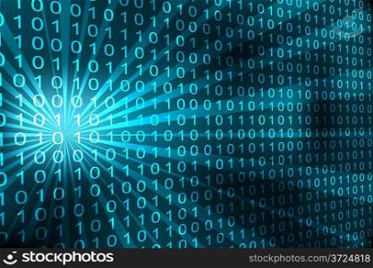 Abstract binary code 3D cyan vector background.