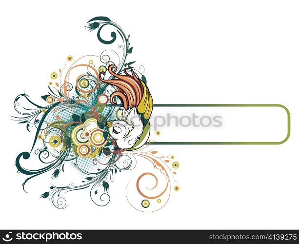 abstract bird with floral