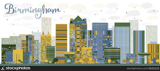 Abstract Birmingham (Alabama) Skyline with color Buildings. Vector Illustration. Business travel and tourism concept. Image for presentation, banner, placard and web site