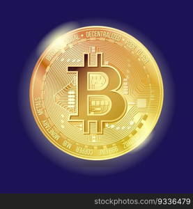 Abstract Bitcoin and Gold Concept Asset Investment Decisions, Risk Distributions, Safe Havens, of Investors. Investments in the form of VS. Bitcoin gold vector blue background