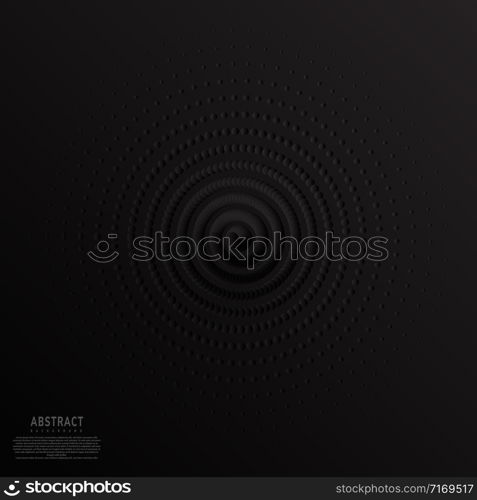 Abstract black 3D vector halftone sphere.Dotted spherical background. Vector illustration