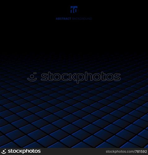 Abstract black and blue square pattern perspective background and texture with space for text. Luxury style. Repeat geometric grid. vector illustration