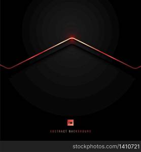 Abstract black and gray metallic triangle overlap background with red stripe line technology concept. Vector illustration