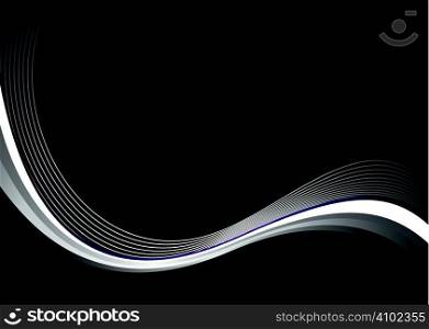 Abstract black and silver background with copy space and wave design