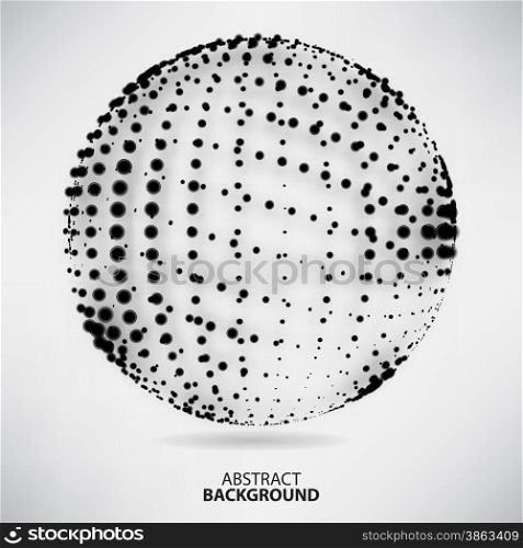Abstract black and white background with dots and lines on theme digital technology and internet