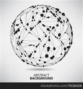 Abstract black and white background with dots and lines on theme digital technology and internet