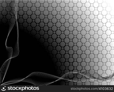Abstract black and white background with plenty of room for copy made up of a hexagon design