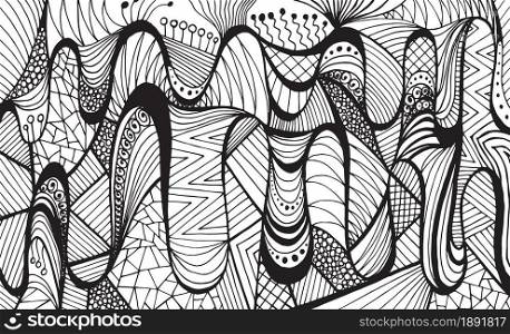 Abstract black and white creative background. Hand drawn graphic creative vector illustration.