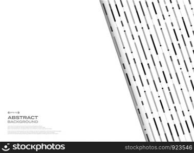 Abstract black and white geometric stripe lines pattern behind white free space background. vector eps10