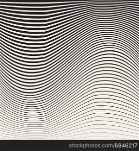 Abstract black and white halftone vertical waves stripes pattern. Vector illustration