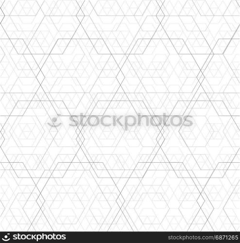 Abstract black and white hexagon outline overlap grid pattern vector illustration