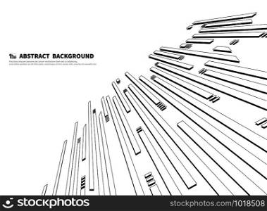 Abstract black and white line design of technology background. You can use for ad, poster, artwork, template, annual report, print. illustration vector eps10