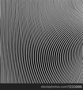 Abstract black and white line wavy pattern of op art background. Use for ad, poster, artwork, cover. illustration vector eps10