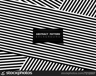 Abstract black and white op art stripe line pattern design. You can use for ad, poster, artwork, design element, cover background, print, annual report. illustration vector eps10