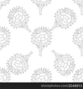 Abstract black and white seamless pattern with floral background