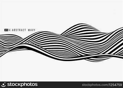 Abstract black and white stripe line wavy pattern element cover background. Use for ad, poster, artwork, template design, print. illustration vector eps10