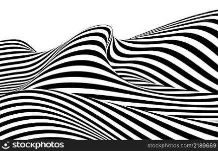 Abstract black and white stripe lines wavy design artwork decorative. Overlapping for minimal style background. Illustration vector