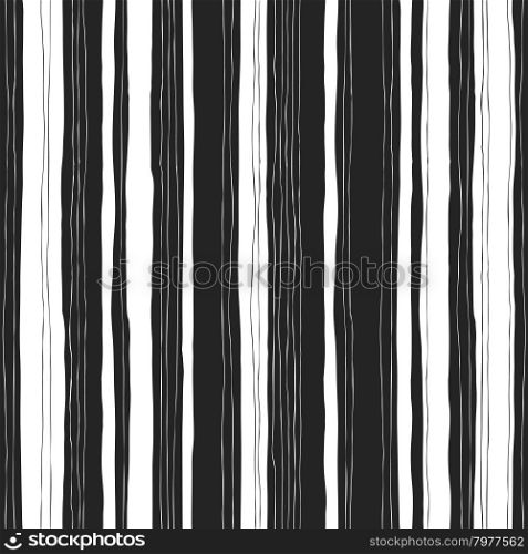 Abstract black and white stripes pattern. Seamless hand-drawn lines vector design.