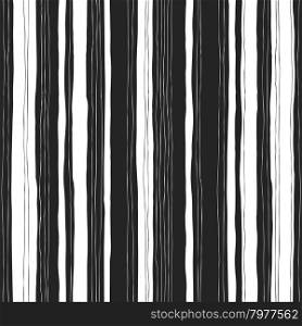 Abstract black and white stripes pattern. Seamless hand-drawn lines vector design.