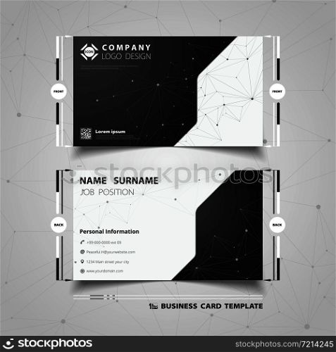 Abstract black and white technology name card template design. You can use for business name card of corporate, company staff label, artwork template. illustration vector eps10