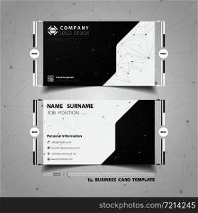 Abstract black and white technology name card template design. You can use for business name card of corporate, company staff label, artwork template. illustration vector eps10