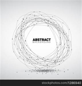 Abstract black and white vector background made from points and circles. Abstract Geometry. Geometrical abstract shape.
