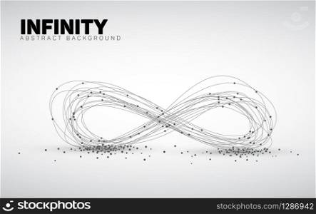 Abstract black and white vector background made from points and circles. Abstract Geometry. Geometrical abstract infinity shape. . Abstract black and white vector background