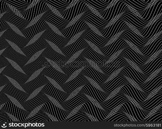 abstract black and white wireframe distortions, vector rhythmic composition