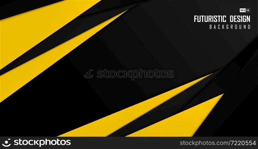 Abstract black and yellow design template of technology decorative artwork. Overlapping with copy space of text paper cut background. Illustration vector