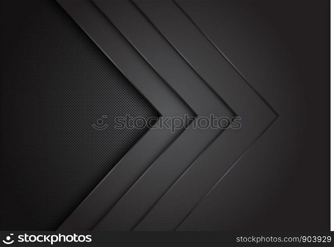 Abstract black arrow layer direction overlap with circle mesh pattern blank space design modern futuristic background vector illustration.