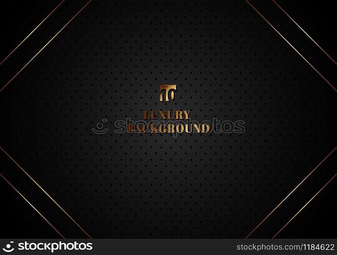 Abstract black background and dot texture with golden lines luxury style. Vector illustration