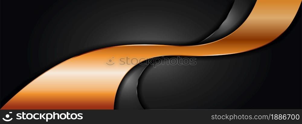 Abstract Black Background Combined with Golden Lines and Overlap Layer Style Design. Usable for Background, Wallpaper, Banner, Poster, Brochure, Card, Web, Presentation. Vector Illustration Design Template. Graphic Design Element.
